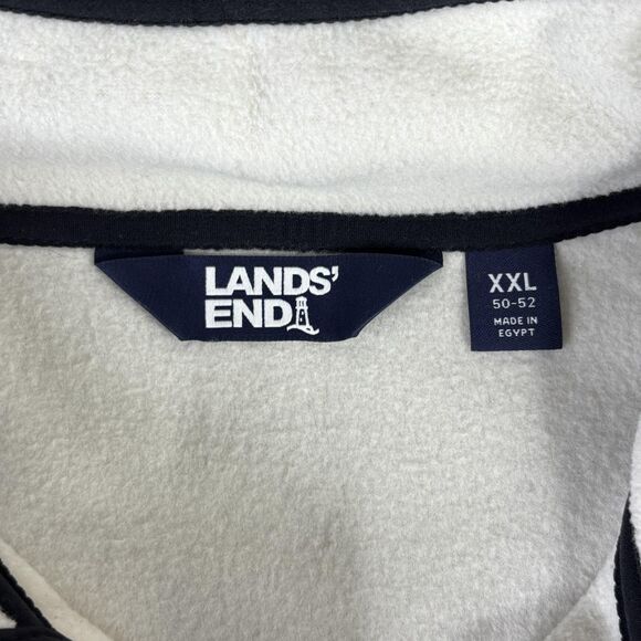 Lands' End Pullover Mens 2XL Green White Fleece Quarter Snap Neck Colorblock - Picture 5 of 12